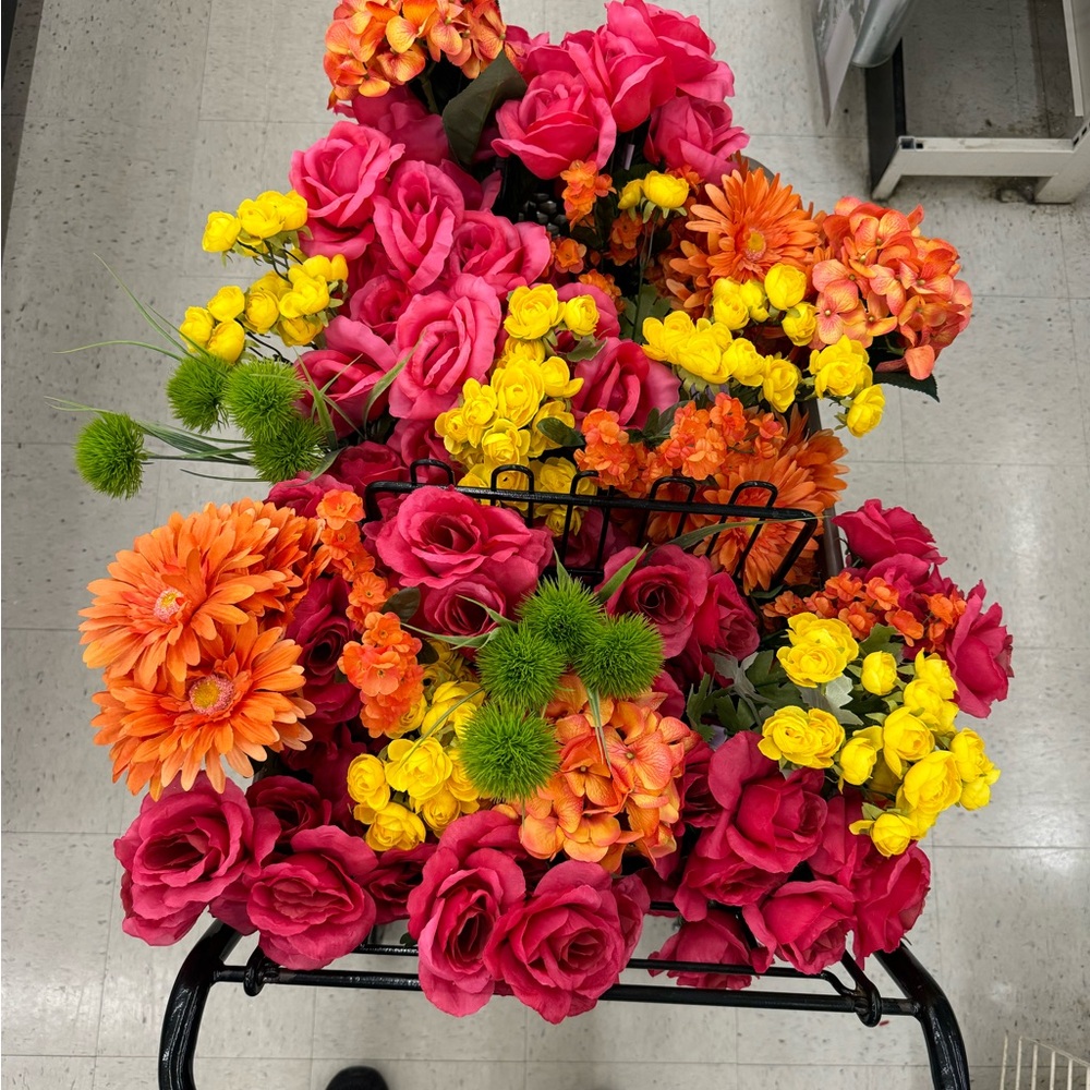 Vibrant Floral Arrangement - Pink, Orange, Yellow